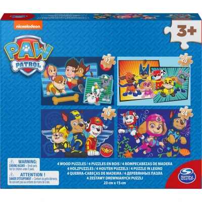 Afbeelding van Paw Patrol Shoe Box 4 Houten Puzzels 12 16 20 24 Stukjes