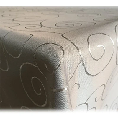 Afbeelding van JEMIDI tafelkleed ornamenten zijdeglans edele tafelhoes Lichtgrijs Vorm Eckig Maat 160x260