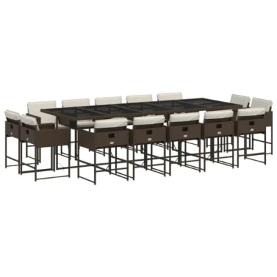 Afbeelding van vidaXL 15 delige Tuinset met kussens poly rattan bruin