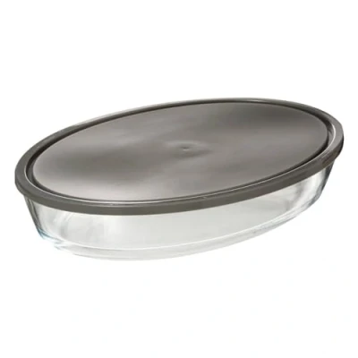 Afbeelding van 5Five Ovenschaal met deksel borosilicaat glas ovaal 3 Liter 34 x 24 6,7 cm