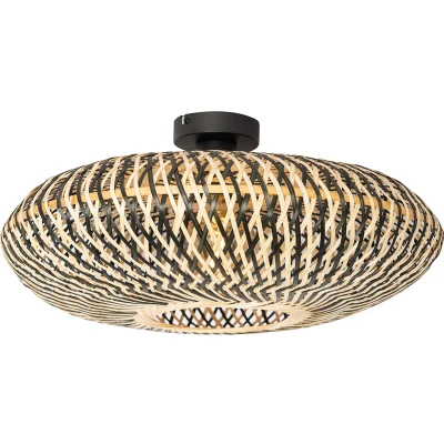 Afbeelding van QAZQA Oosterse plafondlamp zwart bamboe 50 cm Ostrava