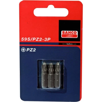 Afbeelding van BAHCO 59S/PZ2 3P schroefbit 1/4&quot; voor Pozidriv schroeven, PZ2 x 25 mm (3 st.)