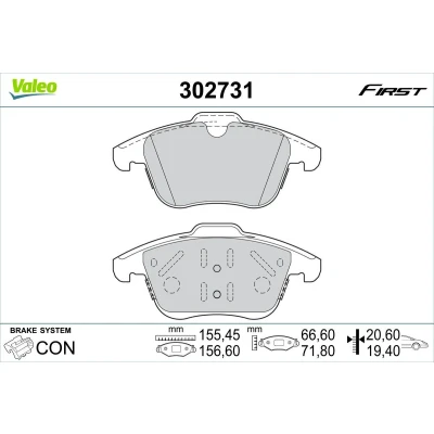 Afbeelding van VALEO 302731 Remblokkenset Vooras Excl. slijtage waarschuwingscontact Met anti kreukplaat LAND ROVER: Range Rover Evoque