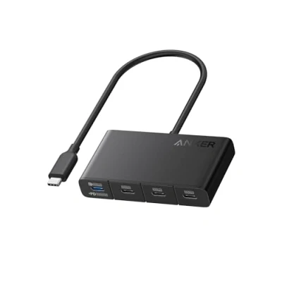 Afbeelding van Anker USB C hub, snelle 10 Gbps 3.2 displayhub, naar 4 poorts hub met PD IN max 100W voor MacBook Pro, iPad, iPhone 15, Surface Dell en meer
