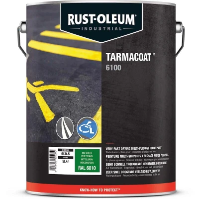 Afbeelding van Rust Oleum TARMACOAT Vloerverf RAL6010 Middengroen 5L Slijtvast