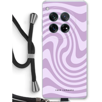 Afbeelding van Case Company® hoesje met Koord geschikt voor OnePlus 12r Swirl Paars Telefoonhoesje Zwart Bescherming aan alle Kanten en Over de Schermrand