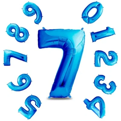 Afbeelding van envami ballon verjaardag 7 jaar blauw 101 cm cijferballon decoratieve verjaardagsset voor jongens Happy Birthday decoratie vliegt dankzij helium nr.