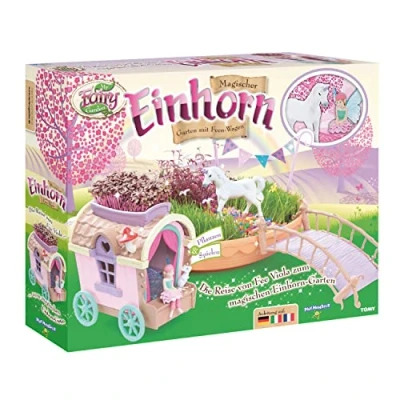 Afbeelding van TOMY My Fairy Garden Eenhoorn speelgoedset om zelf te planten met graszaden en caravan Creatieve set voor meisjes vanaf 4 jaar