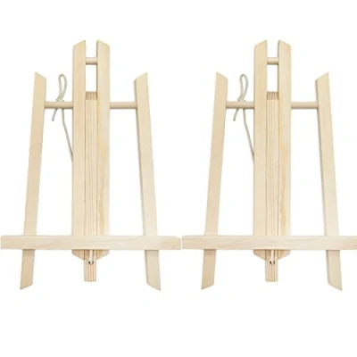 Afbeelding van Chevalet en bois de 30 cm haut pour enfants, petit présentoir massif, pliable et réglable hauteur