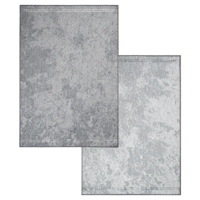 Afbeelding van Duo Binnen en Buiten Vloerkleed Dubbelzijdig Outdoor Laagpolig Tapijt Grijs 80x150 cm Rechthoek Polypropyleen Tapijtenloods