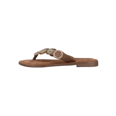 Afbeelding van Lazamani Luna Leren Dames Slippers Beige Maat 43