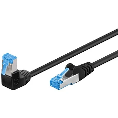 Afbeelding van Goobay CAT 6A High Speed 90 netwerkkabel patchkabel Ethernet Playstation Xbox DSL PimF RJ45 stekker zwart 10m