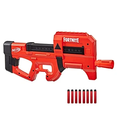 Afbeelding van Nerf Fortnite Compact SMG, gemotoriseerde dartblaster, ultra rode coating, interne oplader met 8 darts, inclusief Elite darts