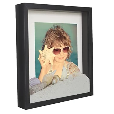 Afbeelding van 28 x cm box 3D fotolijst met passe partout, 20 cm, zwart