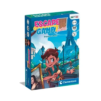 Afbeelding van Clementoni Escape Game onderzoek in Parijs zakformaat denkspel kaarten en speelbord resoluties van puzzels 1 tot 6 spelers vanaf 8 jaar