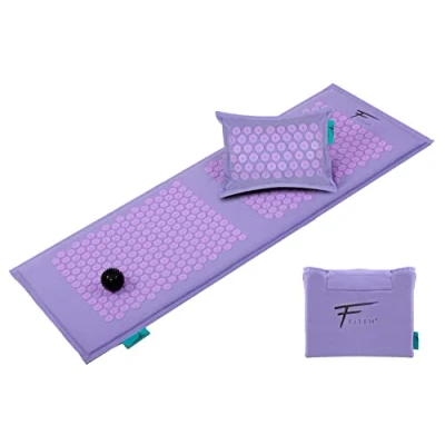 Afbeelding van Fitem Acupressuurmat XL en kussen, vulling van 100% natuurlijke kokos, massage, verlicht rug nekpijn, ischias, spierontspanning, ontspanning vermindert slapeloosheid
