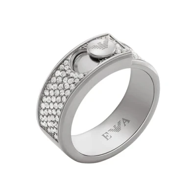 Afbeelding van Emporio Armani dames Ring met kristal EGS3091040 in de kleur Zilver, maat: Maat 52 16,5 mm
