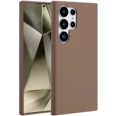 Afbeelding van Accezz Hoesje Geschikt voor Samsung Galaxy S24 Ultra Siliconen Liquid Silicone Backcover MagSafe Lichtbruin