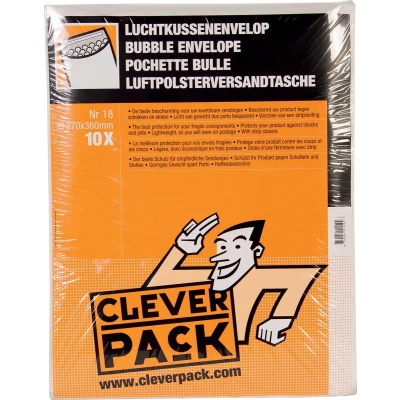 Afbeelding van Cleverpack Luchtkussenenveloppen, Ft 270 X 360 Mm, Met Stripsluiting, Wit, Pak Van 10 Stuks Enveloppen