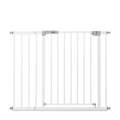 Image de hauck Barriere de Securite Enfant Open N Stop KD avec Extension 21 cm (Largeur 96 à 101 cm), Sans Percage, Fermeture Facile, Ouverture Bilatèrale 1 Main, Métal Blanc