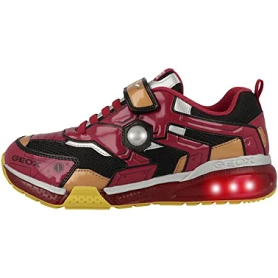 Afbeelding van Geox Marvel Avengers IRON MAN Bayonyc BOY Lights Sneakers laag voor kinderen, Maat: 35, Black/red Kunststof/ textiel