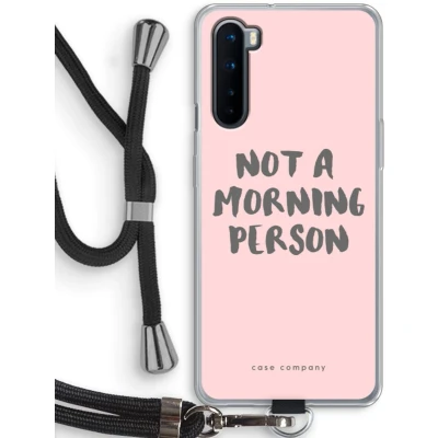 Afbeelding van Case Company® hoesje met Koord geschikt voor OnePlus Nord Morning person Telefoonhoesje Zwart Bescherming aan alle Kanten en Over de Schermrand