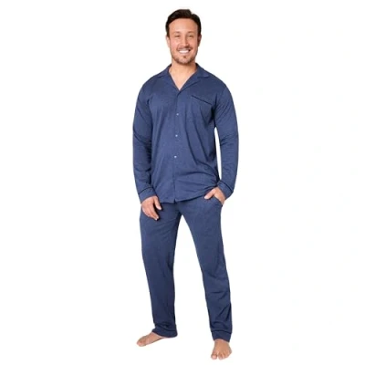Afbeelding van Pyjama voor heren, winter, katoen, pyjamasets knoopsluiting, voorkant, loungewear, nachtkleding M XXXL, Blauw