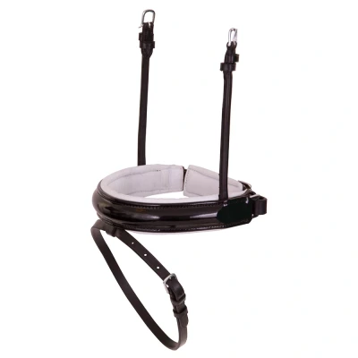 Image de BR Muserolle Bridon Vernis Large Montants de Filet Noir/Blanc Cob