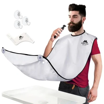 Afbeelding van Baardschort, baardtrimschort en scheercape, ideaal cadeau voor mannen, inclusief modelleer kam, opbergdoos e book door Mobi Lock