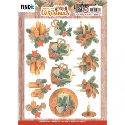 Afbeelding van 3D Push Out Jeanine&#039;s Art Wooden Christmas Orange Candles
