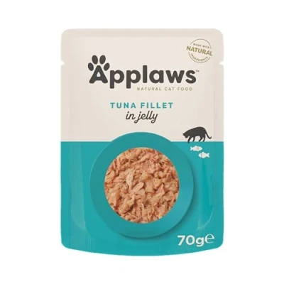 Afbeelding van 16x70g Tonijn in Gelei Applaws Kattenvoer Maaltijdzakjes