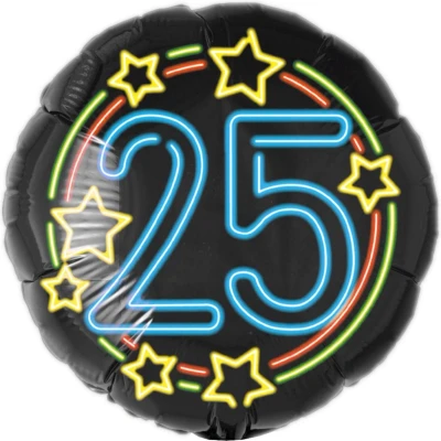 Afbeelding van Helium ballon 25 jaar Neon 45cm
