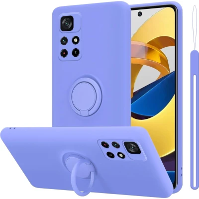 Afbeelding van Cadorabo Hoesje geschikt voor Xiaomi POCO M4 PRO 5G in LIQUID LICHT PAARS Beschermhoes van flexibel TPU silicone Case Cover met ring