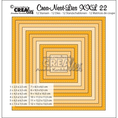 Afbeelding van Crealies Crea nest dies XXL no. 22 stans vierkant basis CLNestXXL22 / 2,5 cm 13,5