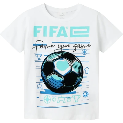 Afbeelding van Name it Nkmadian Fifae BOX Tshirt print voor kinderen, Maat: 146/152, Bright white