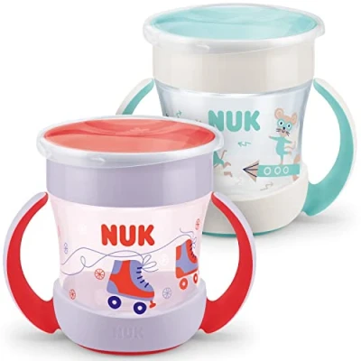 Afbeelding van NUK 10225016 Mini Magic Cup 2 stuks lekvrij 360 vanaf 6 maanden praktische handgrepen BPA vrij 160 ml