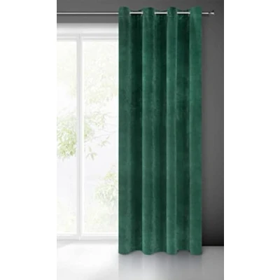 Afbeelding van Eurofirany Villa Gordijn, fluweel, zacht, 10 oogjes, 1 stuk, chic gordijn dik, 290 g/m2, elegant, glad, effen, wollig, modern, klassiek, woonkamer, slaapkamer, lounge, donkergroen, 140 x 250 cm