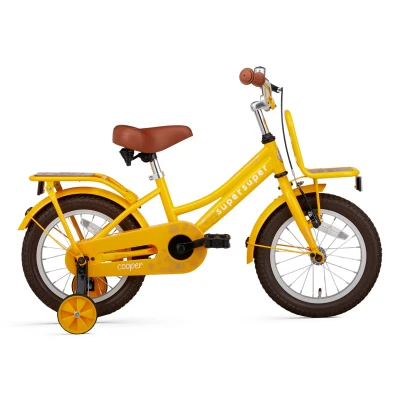 Afbeelding van Supersuper Cooper Bamboo Kinderfiets Meisjesfiets 14 inch Geel
