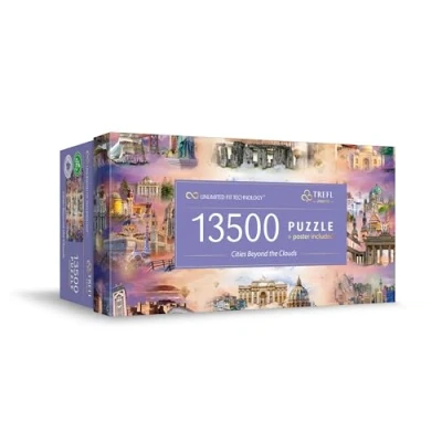 Afbeelding van Trefl Prime UFT puzzel: steden beyond the clouds 13.500 stukjes, grote puzzel met beroemde monumenten, collage, dikste karton, biologisch, eco, vrije tijd voor volwassenen en kinderen vanaf 12