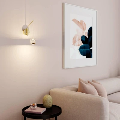 Afbeelding van Lucande LED wandlamp 1licht glas, metaal H: 34 cm helder, goud Inclusief lichtbron