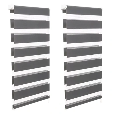 Afbeelding van Lot de 2 stores enrouleurs zébrés jour nuit l.55 x H. max 170 CM gris