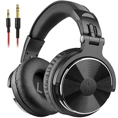 Afbeelding van OneOdio Over Ear Hoofdtelefoon met Kabel, 50mm Driver, Bass Sound, 6.35 &amp; 3.5mm Jack, Share Port, Gesloten DJ Koptelefoon voor Studio, Podcast, Monitor, Mobiel, PC, MP3/4 (Pro 10 Zwart)