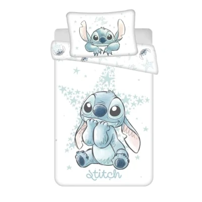 Afbeelding van Disney Lilo &amp; Stitch BABY Dekbedovertrek, White Star 135 x 100 + (1x) 40 60 cm Katoen