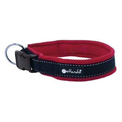 Afbeelding van Petlando Hondenhalsband Outdoor Rood&amp;Zwart Klikhalsband 35 40/2 cm