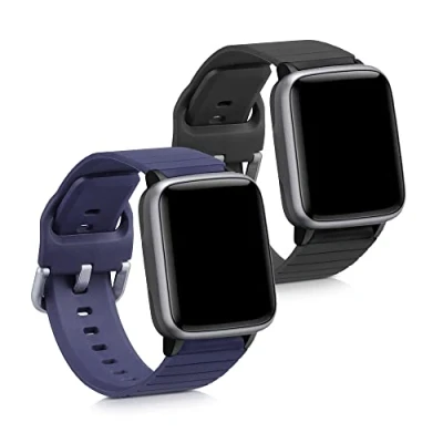 Afbeelding van kwmobile 2x horlogebandjes geschikt voor Willful Fitnesstracker / Smartwatch bandje bandjes van TPU Activity tracker horloge band in zwart donkerblauw