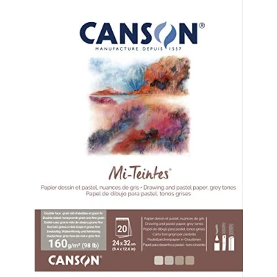 Afbeelding van CANSON Mi Teintes blok met 20 vellen tekenpapier, 24 x 32 160 g/m² grijstinten