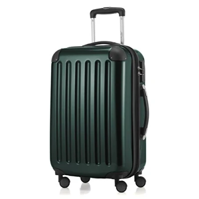 Afbeelding van HAUPTSTADTKOFFER Alex harde Koffer trolley rolkoffer reiskoffer, 4 dubbele wielen, uitbreiding, bosgroen, 55 cm,