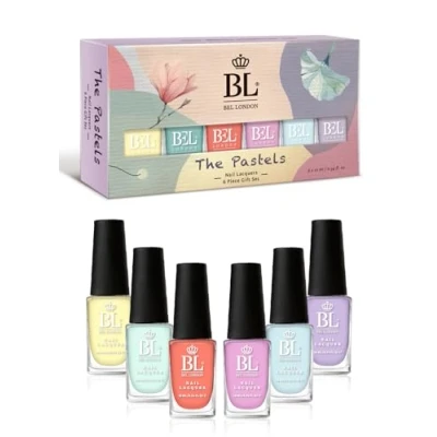 Afbeelding van BEL London The Pastels Luxe nagellakset, 6 stuks, perfect voor een perfecte elegante manicure, set van professionele kwaliteit, sneldrogend