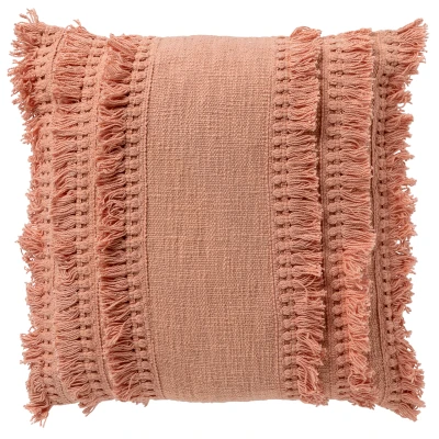 Afbeelding van Dutch Decor FARA Kussenhoes 45x45 cm 100% katoen met franjes Muted Clay roze