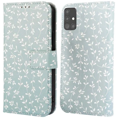 Afbeelding van imoshion Hoesje Geschikt voor Samsung Galaxy A51 Design Bookcase smartphone Smoke Green Flowers